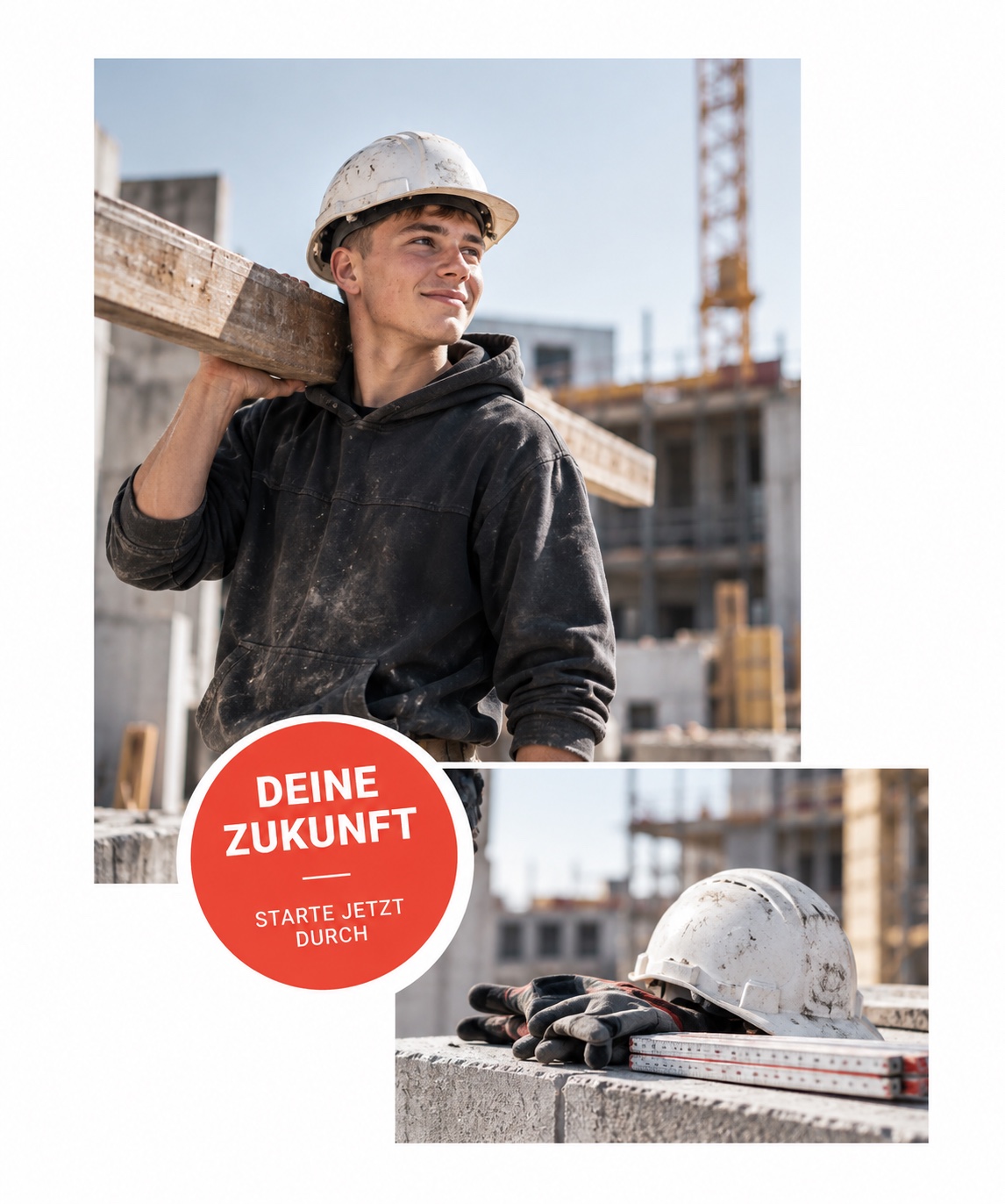 Auszubildender von Bauunternehmen Sperber auf der Baustelle